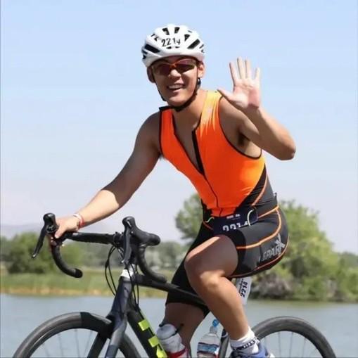 Joseph Jang competing in the Ironman fundraiser