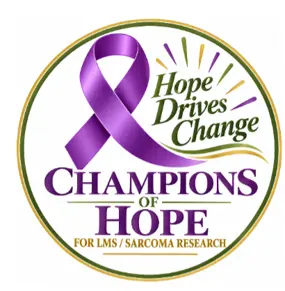 Champions of Hope logo: Hope Drives Change, for LMS / Sarcoma Research.